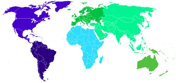 Carte des pays d'intervention en assurance crédit