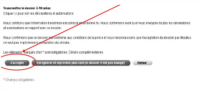 Procédure de déclaration de facture impayée Atradius avec ServaNet : acceptation du dossier