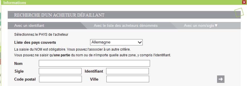 Procédure de déclaration de facture impayée avec GROUPAMA ASSURANCE CREDIT - recherche d'acheteurs non dénommés à l'étranger