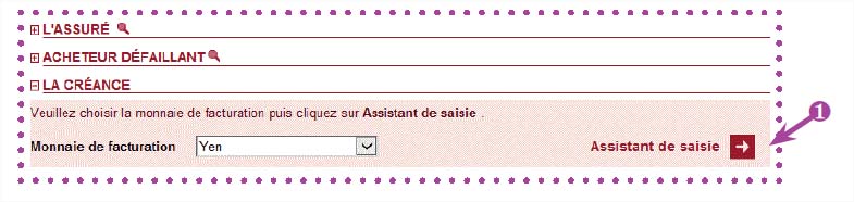 Procédure de déclaration de facture impayée avec GROUPAMA ASSURANCE CREDIT -  Choisir la devise