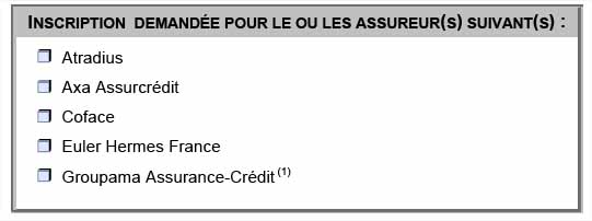 Formulaire d'assurance crédit : sélection des assureurs