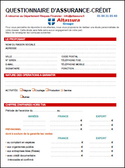 Questionnaire d'assurance crédit